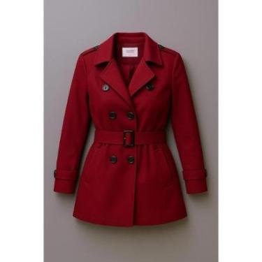 Imagem de Sobretudo Feminino Jaquetão De Frio Grosso Forrado Blazzer com Bolsos Cintos e Fivelas-...