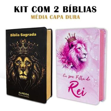 Imagem de Kit 2 Bíblias Letra Grande Luxo com Harpa - REI DAS BIBLIAS