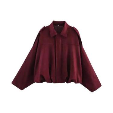 Imagem de Jaqueta Feminina Vintage De Inverno Com Textura De Camurça Solta, Mang