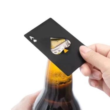 Imagem de Abridor Garrafa Inox Forma Carta De Baralho Preto - Loja Coisaria