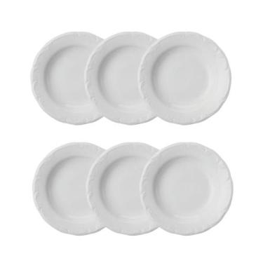Imagem de Jogo 6 Pratos Fundos Pomerode Brancos 24 cm Porcelana Schmidt