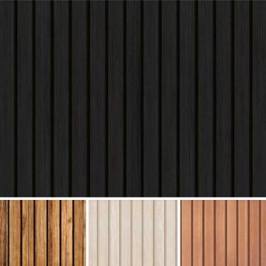 Imagem de Papel De Parede Adesivo Ripado Madeira Preta 10 Metros 3D - Leonora, P