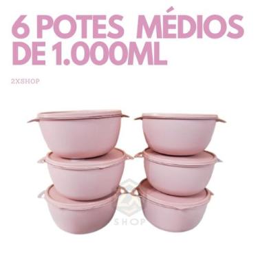Imagem de Kit Completo 6 Bowls Médios 1000ML  Potes Plásticos Reutilizáveis Sem 