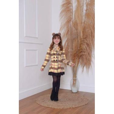 Imagem de Sobretudo Casaco Infantil Trench Coat Botões Rendinha Cor:AmareloTaman