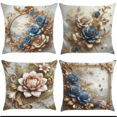 Imagem de Capas Almofada Oxford Kit 4 Flores 3D 45 cm x 45 cm Estampa:10 - Camar
