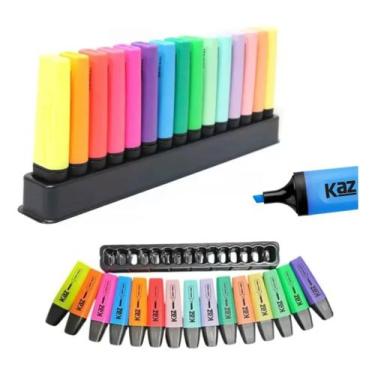 Imagem de Marca Texto 15 Cores Chanfrado Com Suporte Kaz Kz6018