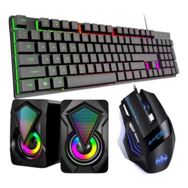 Imagem de Kit Teclado Semi-mecânico +mouse Gamer 3200 Dpi+ Caixa D Som - Inboxmo