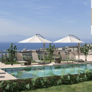 Imagem de Ombrelone Estrutura em Alumínio e Cobertura em Poliéster 3m Thaiti Cinza Com Base Lateral Cinza