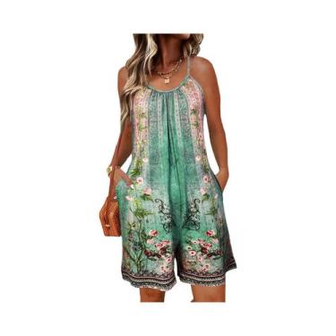 Imagem de Macacão feminino com estampa floral sem mangas estilo férias - NONE, B