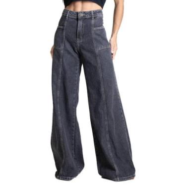 Imagem de Calça Jeans Sawary Super Wide Leg - 282349 - pretobr 44, Preto, 44