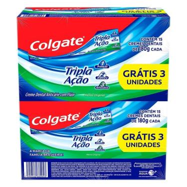 Imagem de Creme Dental Colgate Tripla Ação 180g Embalagem com 15 Unidades