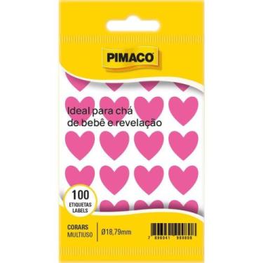 Imagem de Etiqueta Lisa com Formas Coração TP-18 Rosa CT.C/100 - Pimaco