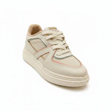 Imagem de Tênis Moleca Urbano Branco Off Rosa Azul Estiloso -, 38, Branco off, R