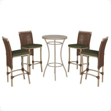 Imagem de Mesa Bistro e 4 Banquetas Roma Fendi Corda Náutica 12 Trama Original, 