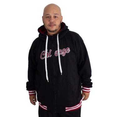 Imagem de Jaqueta Moletom Masculina Plus Size M10 Dunk Chicago, Preto,  G3