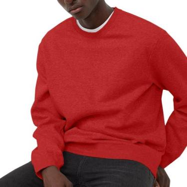 Imagem de Blusa de Moletom Masculino Protege do Frio Sem Capuz Estilo Slim Fitne