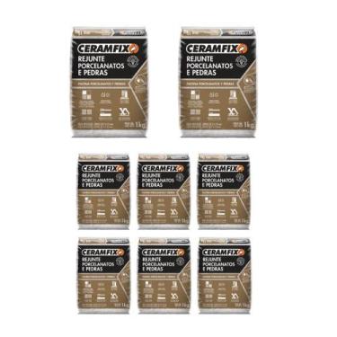 Imagem de Kit 8 Rejunte Porcelanato E Pedra Cinza Classico Ceramfix