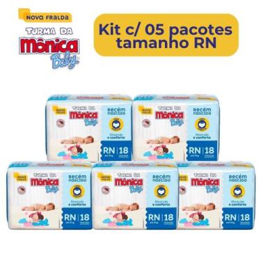 Imagem de Fralda Turma da mônica tamanho RN kit com 5 pacotes jumbinho - ONTEX