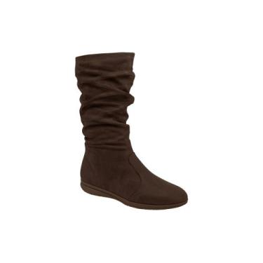 Imagem de Bota Feminina Piccadilly Cano Médio Sanfonado Anabela 261025, 38, Choc