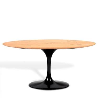 Imagem de Mesa Saarinen Oval Freijó 160x90cm - Base Preta - MGSAARINEN