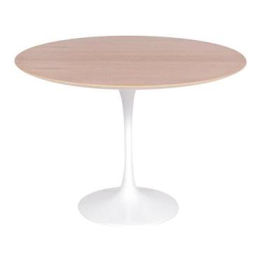 Imagem de Mesa Saarinen Redonda Freijó 90cm - Base Branca - MGSAARINEN