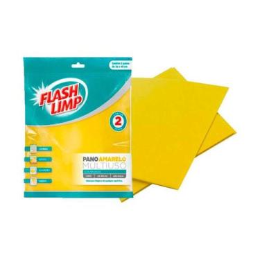 Imagem de Pano limpeza multiuso amarelo flash limp - 2 unidades