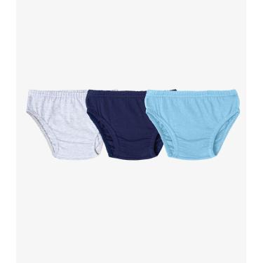 Imagem de Kit 3 Cuecas Slip Infantil Em Algodão Select Azul