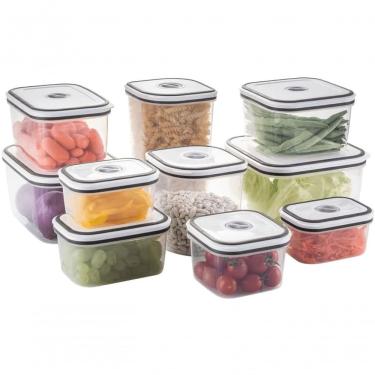Imagem de Kit 10 Potes Hermeticos de Plastico Quadrados e Retangulares Vedacao Silicone Bpa Free Cozinha Transparente Electrolux