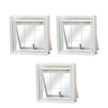 Imagem de Kit com 3 Janelas de Aço Maxim-Ar 50x50cm com Grade Minas Sul MGM Bran