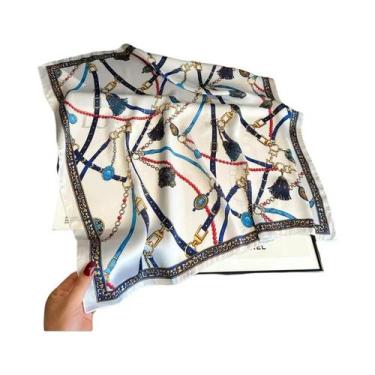 Imagem de Lenço Quadrado De Seda 70x70cm Com Estampa Fashion Para Todas as Estaç