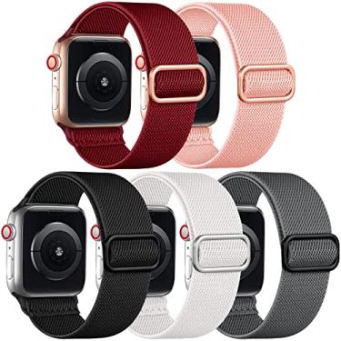 Imagem de Adorve Pulseira masculina elástica compatível com Apple Watch Ultra de 49 mm, 46 mm, 45 mm, 44 mm, 42 mm, 41 mm, 40 mm e 38 mm, para iWatch Ultra 2, séries 10/9/8/7/6/5/4/3/2/1 SE