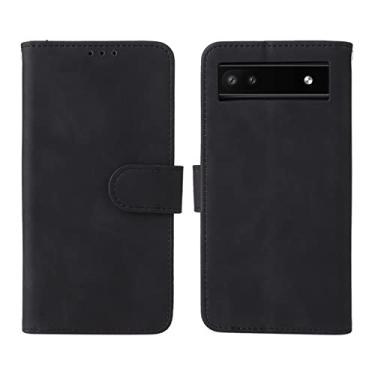 Imagem de Capa para Google Pixel 6/6 Pro, Flip Magnetic Premium PU Capa de couro TPU bumper com suporte para cartão Capa carteira protetora fólio carteira, preta, 6 6,3 polegadas