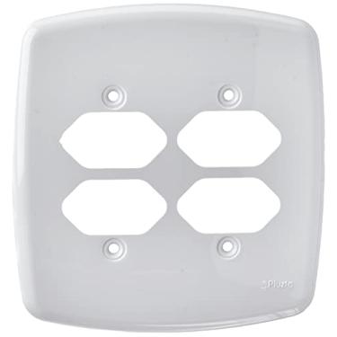 Imagem de Placa 4X4 Para 2 Tomadas 2P+T + 2 Tomadas 2P+T - Cor Branca