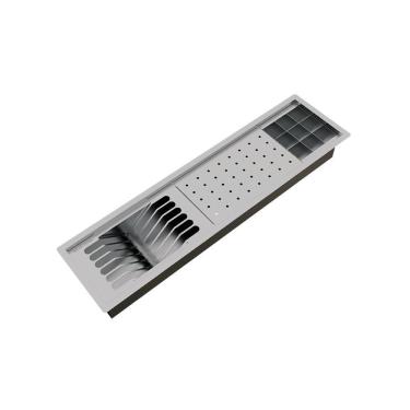 Imagem de Calha Úmida Canal Equipado Inox Escorredor Louça Embutido