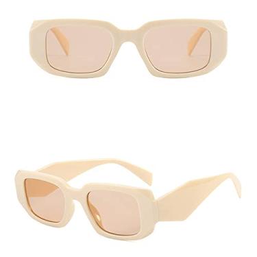 Imagem de Small Polygon Rectangle Women Sunglasses Fashion Retro Square Sun Glasses Men Classic White Glasses Shades UV400,5,Beige,Tea,china