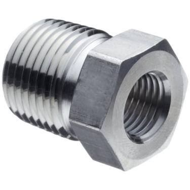 Imagem de Parker Encaixe de tubulação de aço inoxidável 316, bucha de redução, macho NPT de 1/2" x fêmea NPT