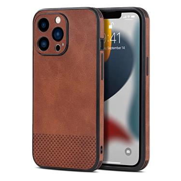 Imagem de Capa para iPhone 13/13 Pro/13 Pro Max, couro PU de luxo à prova de choque antiderrapante fina capa fina proteção de câmera proteção contra quedas TPU capa de choque, marrom, 13 Pro 15,1 cm