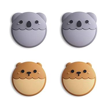 Imagem de eXtremeRate PlayVital Brown Bear & Koala Bonitos Botões de Aderência para Polegar e Joystick Caps para Nintendo Switch Lite, Capa Analógica de Silicone para Controle Joy-Con