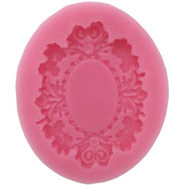 Imagem de Funshowcase Sugarcraft Cameo Oval Frame Candy Silicone Mold para decoração de bolo fondant, topo de cupcake, argila polímera, artesanato, resina epóxi, fabricação de joias
