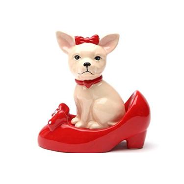 Imagem de Chihuahua in High Heel Shoe Pumps Ceramic Magnetic Salt and Pepper Shaker SP Set