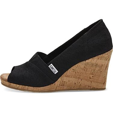 Imagem de TOMS Sandália feminina clássica espadrille Wedge, Tecido preto disperso, 40