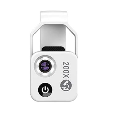 Imagem de Adaptador de microscópio 200X Lupa de microscópio móvel Mini câmera universal para telefone celular vídeo micro lente acessórios para microscópio (cor: branco com CPL)