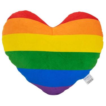 Imagem de Almofada Coração Arco-Íris Pelúcia 34 Cm