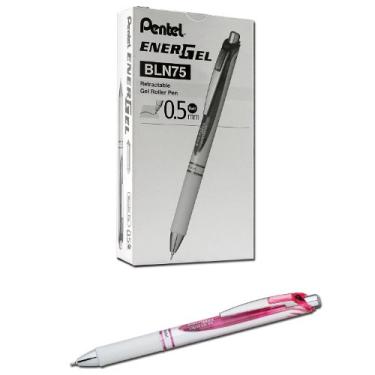 Imagem de Pentel Caneta de gel líquido EnerGel Pearl Deluxe RTX, 0,5 mm, linha fina, ponta de agulha, tinta preta, caixa com 12 (BLN75PWP-A)