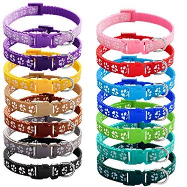 Imagem de Ameolela Coleiras de Identificação para Filhotes de Náilon Macio Ajustável Coleiras de Areia de Segurança para Recém-Nascidos e Cachorros Pequenos 14 peças/Conjunto