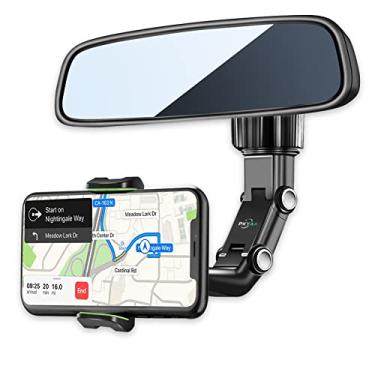 Imagem de PKYAA Suporte de telefone para espelho retrovisor para carro, rotação de 360°, suporte multifuncional para telefone e GPS, suporte universal para celular para todos os smartphones
