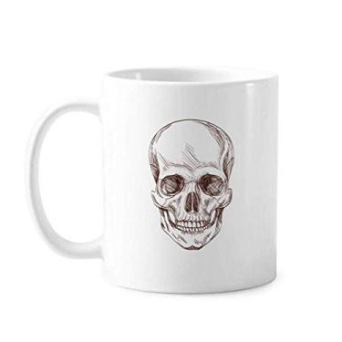 Imagem de Caneca de cerâmica com ilustração de esqueleto de caveira humana xícara de porcelana de café