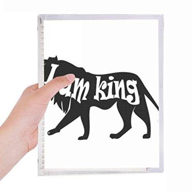 Imagem de Caderno com contorno de leão de animal preto, diário de folhas soltas, recarregável, papelaria