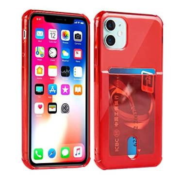 Imagem de Capa de telefone transparente para iPhone 12 Mini 14 13 12 11 Pro Max X XS XR 7 8 Plus Capa de Carteira de Silicone Macia Suporte para Cartão, Vermelho, Para iPhone 12Pro Max