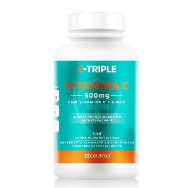 Imagem de C-Triple Vitamina C 500Mg Com Vitamina D + Zinco 100 Comprimidos Divin